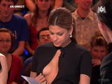 Eva Mendes - Nipple Slip and Side Boob Candids on French TV Show